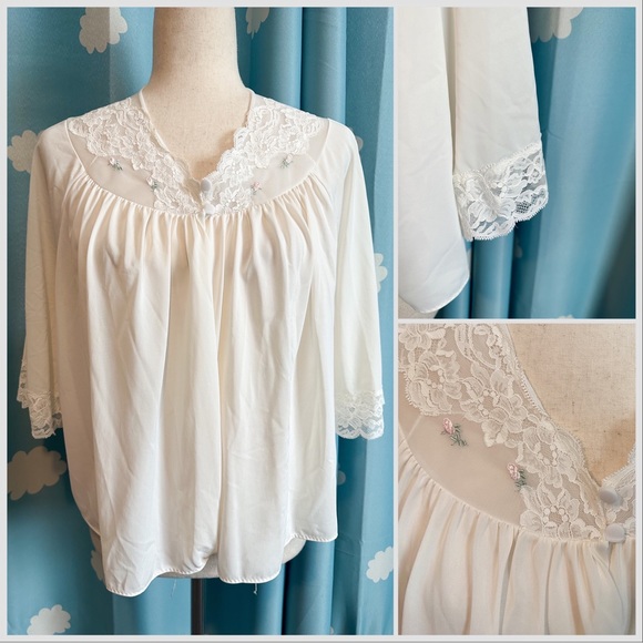 Vintage Other - Delicate Vintage crop sheer and lace lingerie top, chemise.